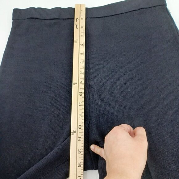 St. John Santana Knit Cropped Wide Leg Pants Black Women's 10 Wool Minimalist - Picture 8 of 9